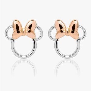 EUC Minnie Mouse Disney Rose Gold Toned Sterling Silver Earrings